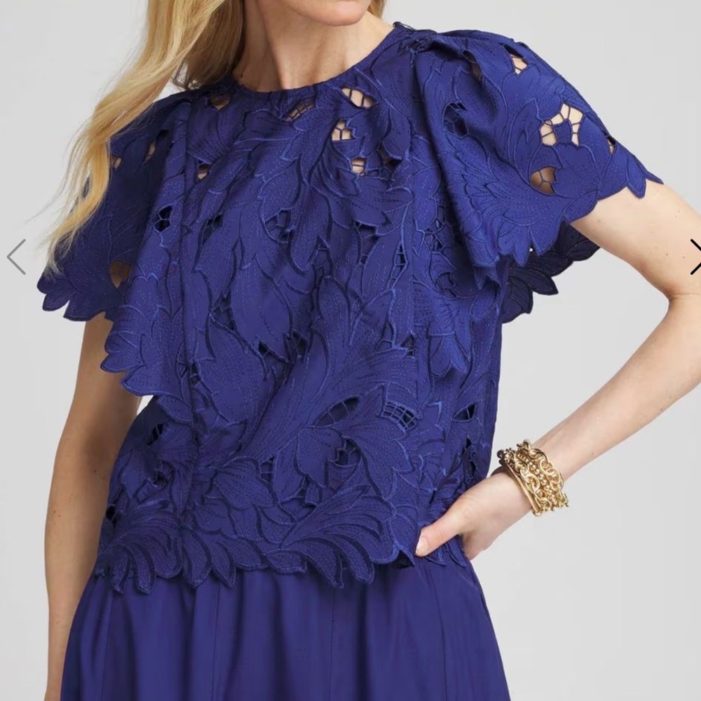 Chico's Deep Blue Lace Blouse